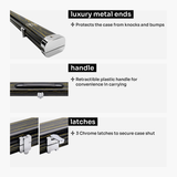 Baize Master Pro Aluminium One Piece Wood Grain Cue Case Metal Ends - Holds 2 Cues