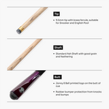Jonny 8 Ball Purple Torpedo 48 Inch 2 Piece Junior Kids Snooker and Pool Cue 9.5mm Tip