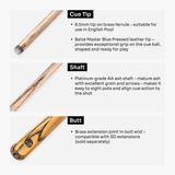 Baize Master Platinum Exotic Series Golden Concord One Piece Luxury English Pool Cue with 8.5mm Blue Pressed Tip