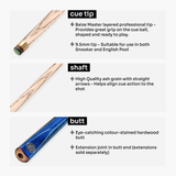 Baize Master CONQUEST 48 Inch 2 Piece Junior Snooker Pool Cue with 9.5mm Layered Tip