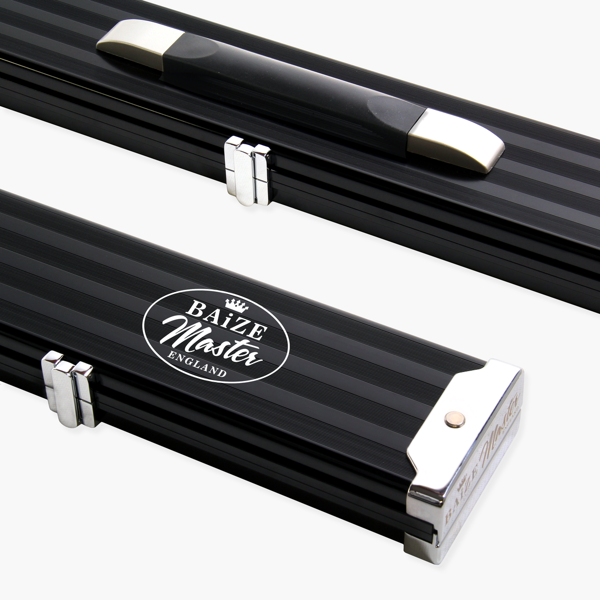 Baize Master WIDE BLACK 3/4 PRO LINE Aluminium Metal Ends Snooker Pool Cue Case - Holds 2 Cues