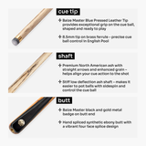 Baize Master Ember Marksman ¾ Joint English Pool Cue with 8.5mm Baize Master Blue Pressed Tip