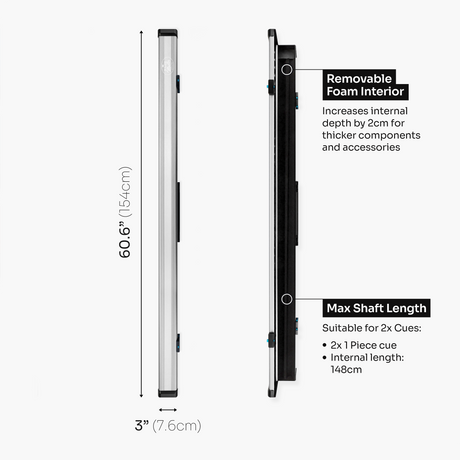 Baize Master Fusion One Piece 2 Slot Luxury Aluminium Snooker and Pool Cue Case with Trigger™ Lock – Holds 2 x One Piece Cues Baize Master
