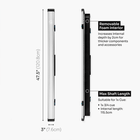 Baize Master Fusion ¾ 2 Slot Luxury Aluminium Snooker and Pool Cue Case with Trigger™ Lock – Holds 1 x ¾ Joint Cue + Extensions Baize Master