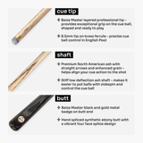 Baize Master Grey Marksman ¾ Joint English Pool Cue with 8.5mm Baize Master Blue Pressed Tip