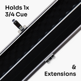 Baize Master Prestige 3/4 Luxury Snooker Pool Cue Case - Holds 1 x 3/4 Jointed Cue & Extensions