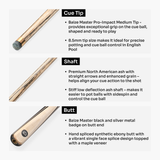 Baize Master BLACKLINE CLASSIC 2 Piece English Pool Cue 8.5mm Baize Master Pro Impact Tip