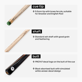 PRO147 Hazel Eclipse 3/4 Joint Snooker and Pool Cue 9.5mm Green Layered Tip