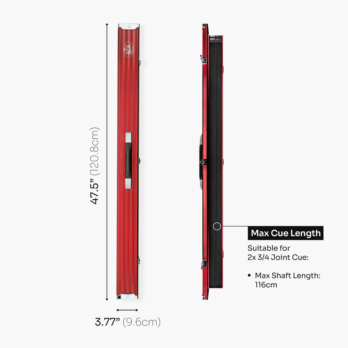 Baize Master Pro Line Wide 3/4 3 Slot Luxury Aluminium Snooker and Pool Cue Case - Holds 2 Cues