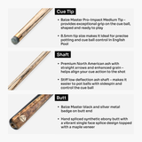 Baize Master Marble Marksman ¾ Joint English Pool Cue with 8.5mm Baize Master Pro Impact Hybrid Tip