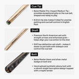Baize Master BLACKLINE CLASSIC 2 Piece English Pool Cue and Case Set 8.5mm Pro Impact Tip
