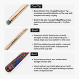 Baize Master BLACKLINE CLASSIC 2 Piece English Pool Cue 8.5mm Baize Master Pro Impact Tip
