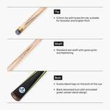 Kudos Junior Pulse 48 Inch 2 Piece Kids Snooker and Pool Cue with 9.5mm Tip