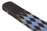 Baize Master 3/4 Joint WIDE 3 Slot BLUE DIAMONDS Luxury Round End Snooker Pool Cue Case with Studs - Holds 2 Cues