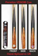 Peradon VENOM 55" Hand Spliced Thuya 3/4 Jointed Pool Cue + Mini Ext, 8mm Tip