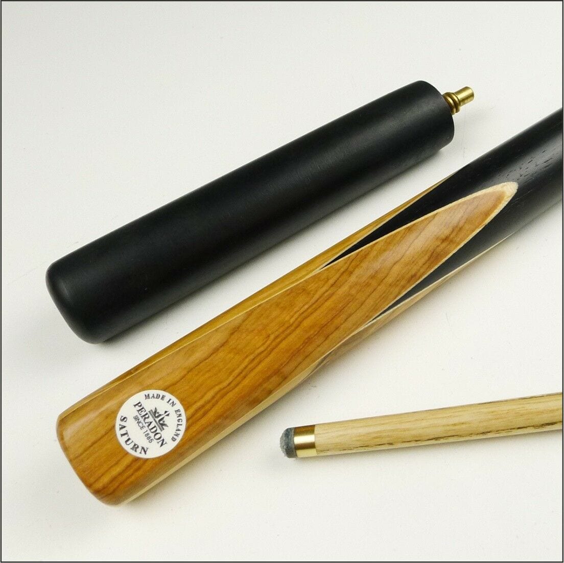Peradon SATURN 57" Hand Spliced OLIVE 3/4 Jointed Pool Cue + Mini Ext, 8mm Tip