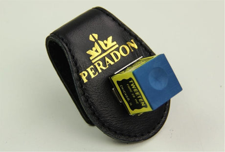 Peradon Snooker & Pool LEATHER BELT FOB Magnetic Chalk Holder + Triangle Chalk