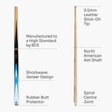 BCE Mark Selby Shockwave 48 Inch 2 Piece Kids Snooker Pool Cue and Case Set 9.5mm Tip