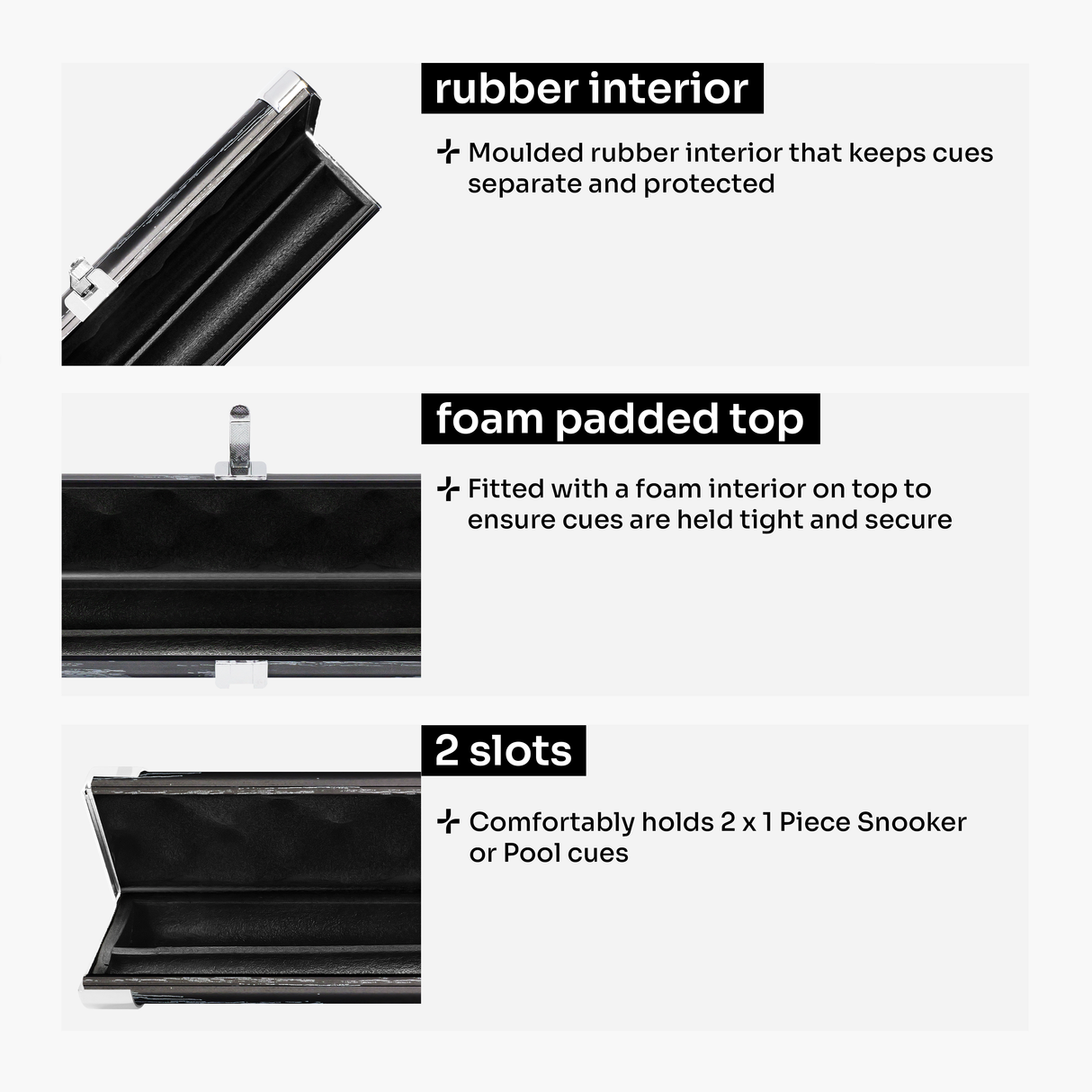 Baize Master Pro Aluminium One Piece Woodgrain Cue Case Metal Ends - Holds 2 Cues