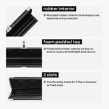 Baize Master Pro Aluminium One Piece Woodgrain Cue Case Metal Ends - Holds 2 Cues