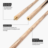 Kudos Classic Range 57 Inch Heavy Weight 2 Piece Traditional Ash Snooker Pool Cue with 9.5mm Tip