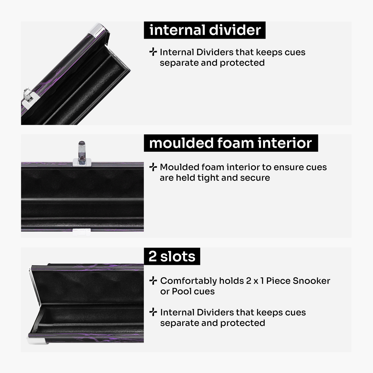 Baize Master Pro Aluminium One Piece Wood Grain Cue Case Metal Ends - Holds 2 Cues
