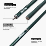 Jonny 8 Ball Inferno 2 Piece Graphite Fiberglass Cue and Case Set 9.5mm Green Layered Tip