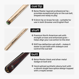 Baize Master BLACKLINE CLASSIC 2 Piece Snooker and Pool Cue and Case Set 9.5mm Layered Tip