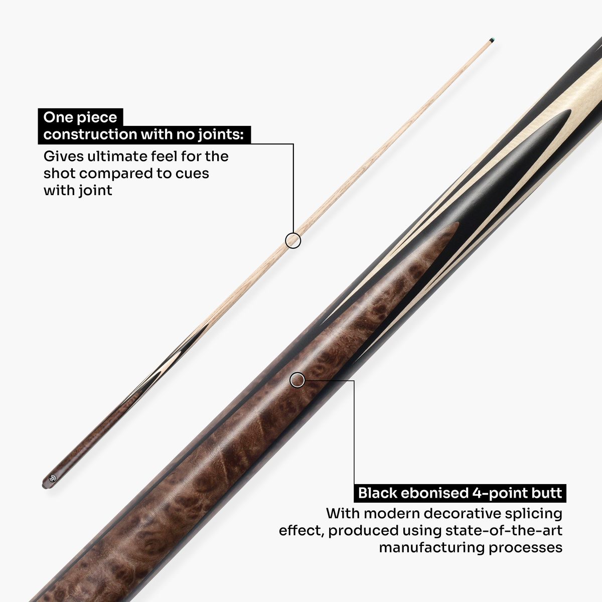 Jonny 8 Ball Juggernaut 57 Inch 1 Piece Ash English Pool Break Cue with Phenolic Ferrule and 10.5mm Crystal Tip