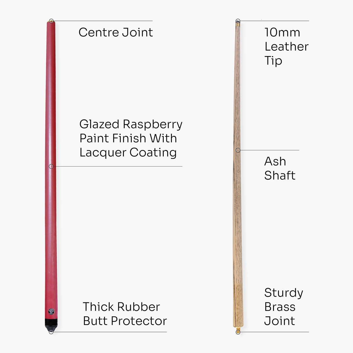 Jonny 8 Ball 36 inch RASPBERRY JET Kids Junior Snooker Pool Cue 10mm Tip
