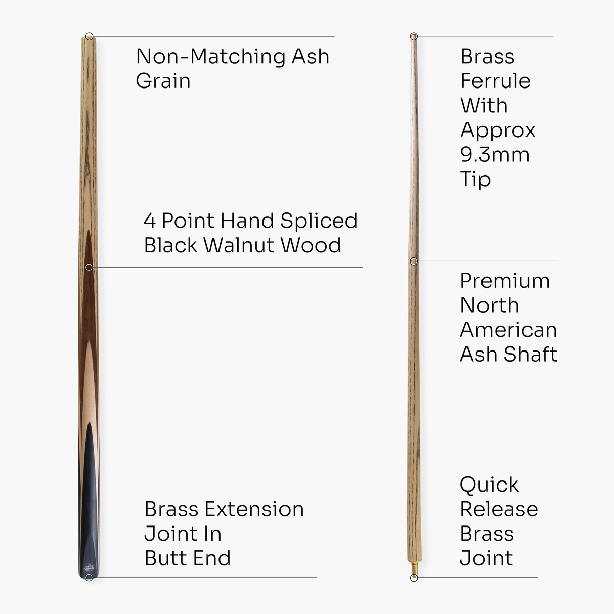 Baize Master Paragon 57 Inch 2 Piece Cue with 9.3mm Pro Leather Tip and Black Hard Case and Extensions