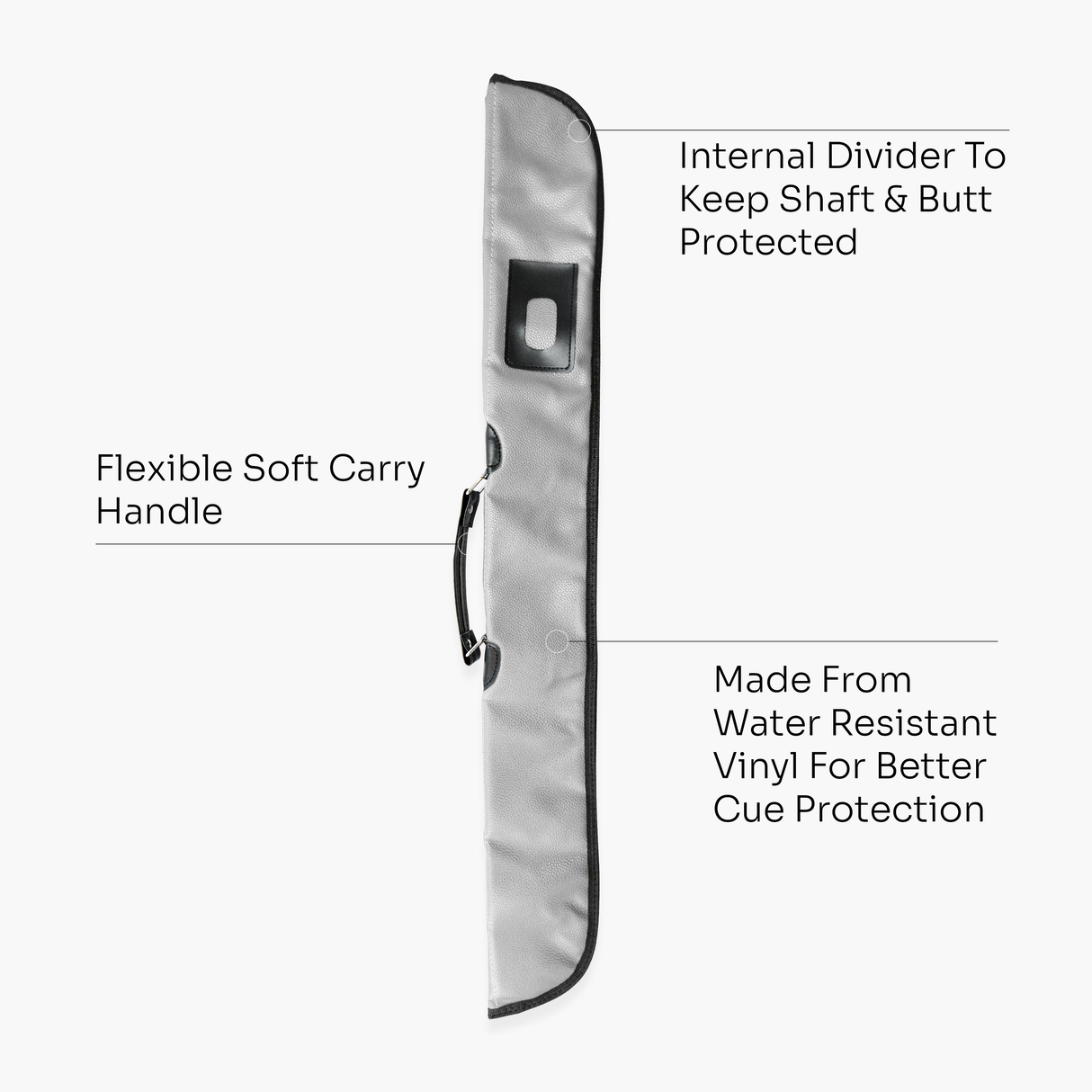 Quality Thick Padded Silver Vinyl 2pc Soft Cue Case Cue & Case