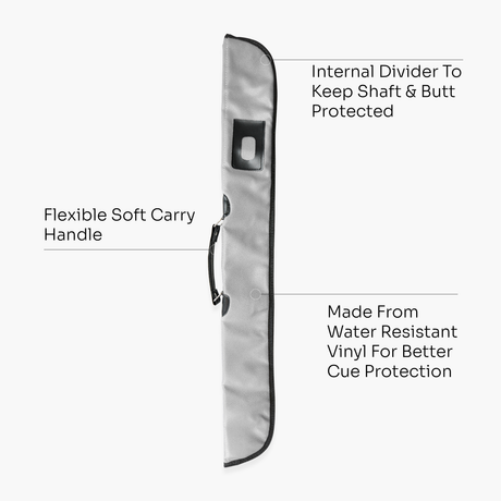 Quality Thick Padded Silver Vinyl 2pc Soft Cue Case Cue & Case
