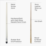 Jonny 8 Ball SCORPION 57 Inch 2 Piece Ash Snooker Pool Cue 9mm Tip