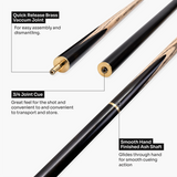Baize Master CLASSIQUE 57 Inch 3/4 Joint Ebony Butt English Pool Cue and Case Set 8.5mm Tip