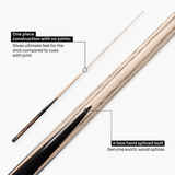 Baize Master Platinum Exotic Series Black Ivory One Piece Luxury English Pool Cue with 8mm Pro Impact Hybrid Tip