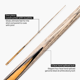 Baize Master Platinum Exotic Series Golden Concord One Piece Luxury Snooker and Pool Cue with 9.5mm Blue Pressed Tip
