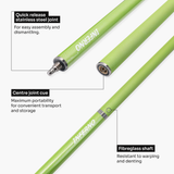 Jonny 8 Ball Inferno 2 Piece Graphite Fiberglass Cue and Case Set 9.5mm Green Layered Tip
