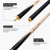 PRO147 Hurricane Black Walnut 3/4 Heavy Weight Snooker Pool Cue with 9.5mm Tip