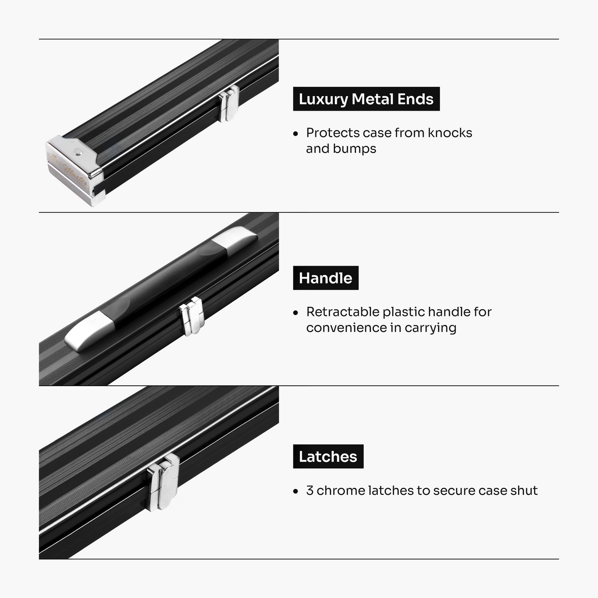 Baize Master Pro Line 3/4 2 Slot Luxury Aluminium Snooker and Pool Cue Case - Holds 1 Cue