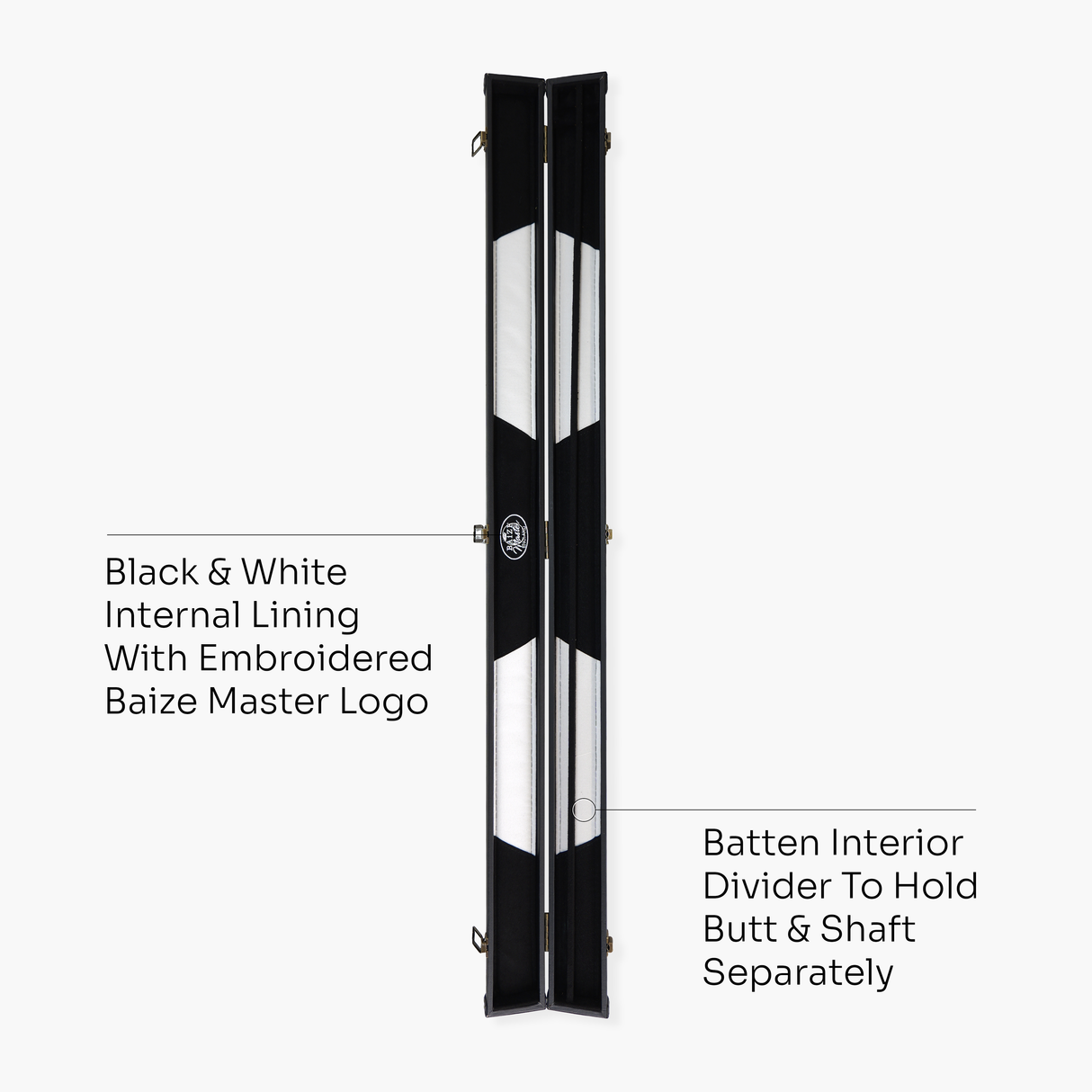 Baize Master Plain Black Deluxe Snooker and Pool Cue Case for 51 Inch Cues – Holds Two 1 Piece 51 Inch Cues