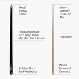 Jonny 8 Ball SCORPION 57 Inch 2 Piece Ash Snooker Pool Cue 9mm Tip