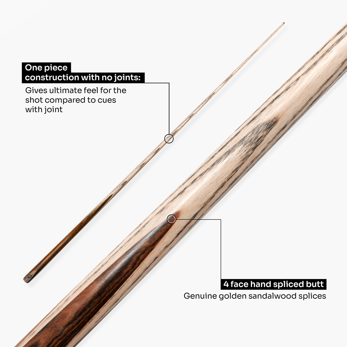 Baize Master Platinum Exotic Series Heirloom One Piece Luxury Snooker Cue with 9.75mm Pro Impact Hybrid Tip