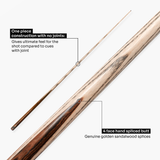 Baize Master Platinum Exotic Series Heirloom One Piece Luxury Snooker Cue with 9.75mm Pro Impact Hybrid Tip