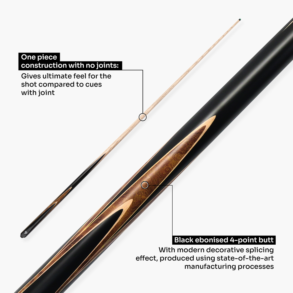 Jonny 8 Ball Juggernaut 57 Inch 1 Piece Ash English Pool Break Cue with Phenolic Ferrule and 10.5mm Crystal Tip
