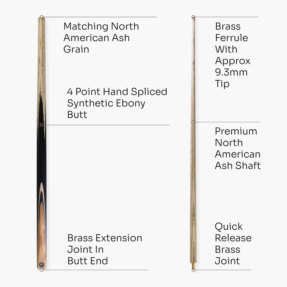 Baize Master Challenger 57" 2-Piece Cue - 9.3mm Tip with Case, Extension & Mini Butt