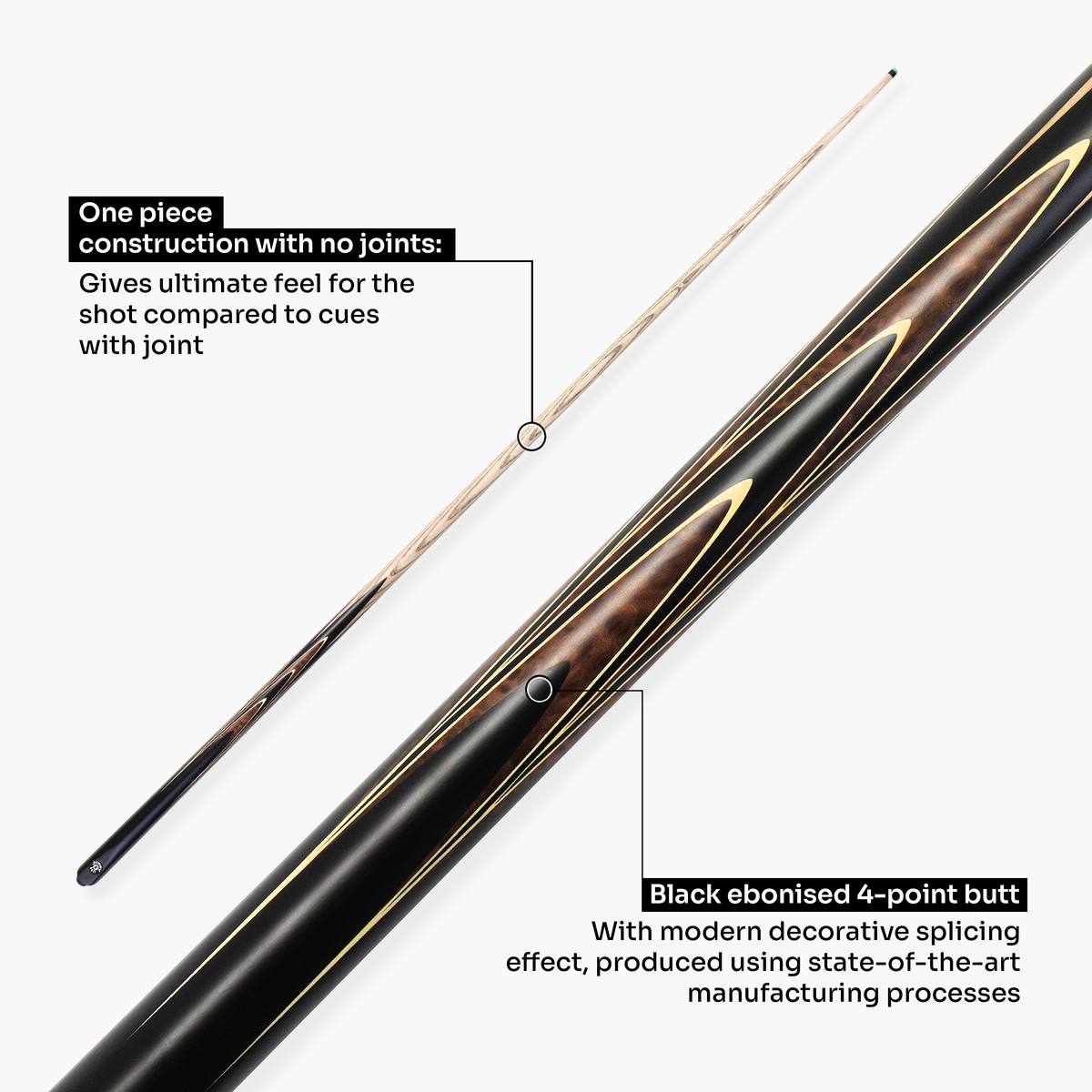 Jonny 8 Ball Juggernaut 57 Inch 1 Piece Ash English Pool Break Cue with Phenolic Ferrule and 10.5mm Crystal Tip