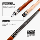 Jonny 8 Ball IRONWEAVE 2 Piece American Pool Cue with 12.5mm Layered Leather Tip
