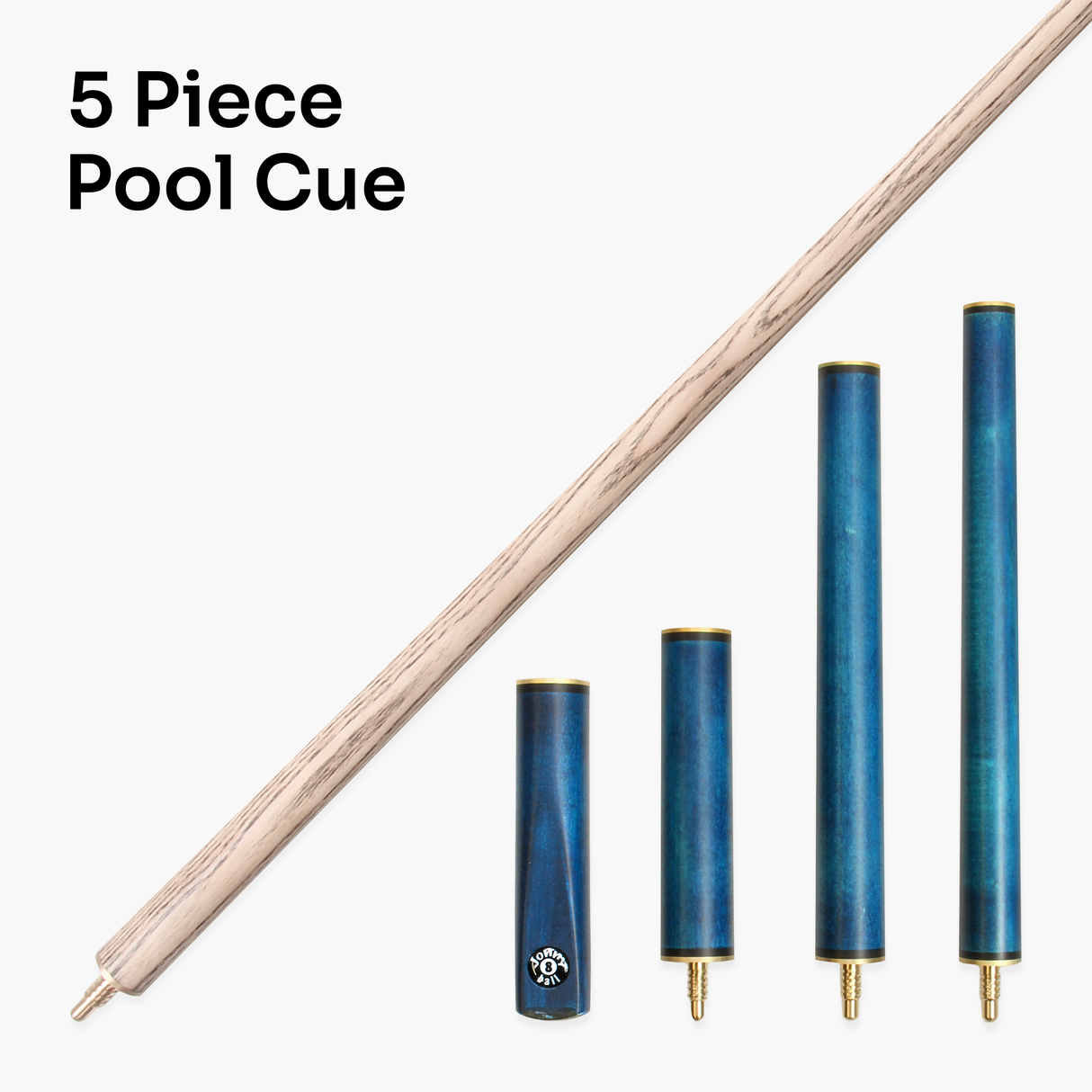 Jonny 8 Ball COMBI Length Adjustable 5 Piece Ash Snooker Pool Cue – 9mm Tip