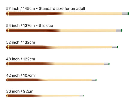 Kudos 54 Inch BLACK BUTT Economy 2pc Snooker Cue with 11mm Screw Tip